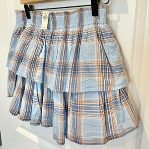 Blue and Orange Ruffled Skirt with Smocked Waist